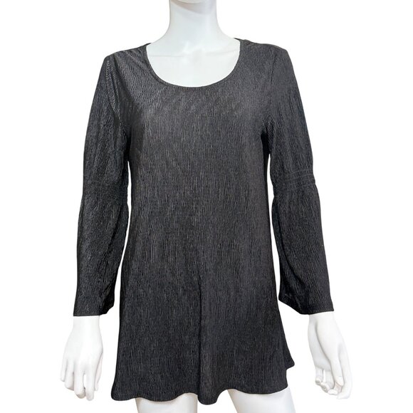 Cable & Gauge Womens Long Sleeve Black Textured Tunic Top Size Large Polyester - Picture 1 of 5